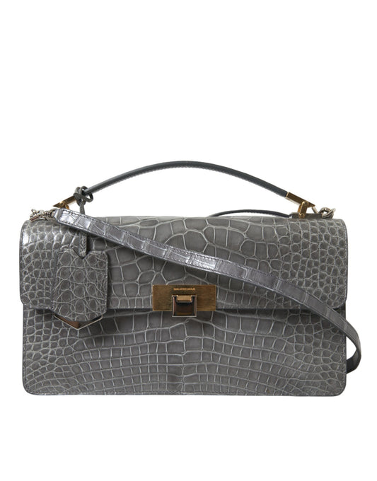 Alligator Leather Medium Shoulder Bag - GLAMHUB BOUTIQUE 