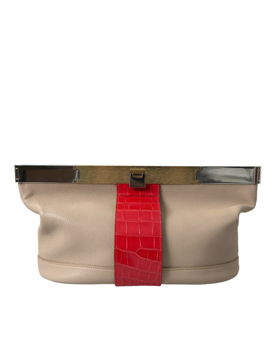 Two Tone Exotic Leather Clutch - GLAMHUB BOUTIQUE 