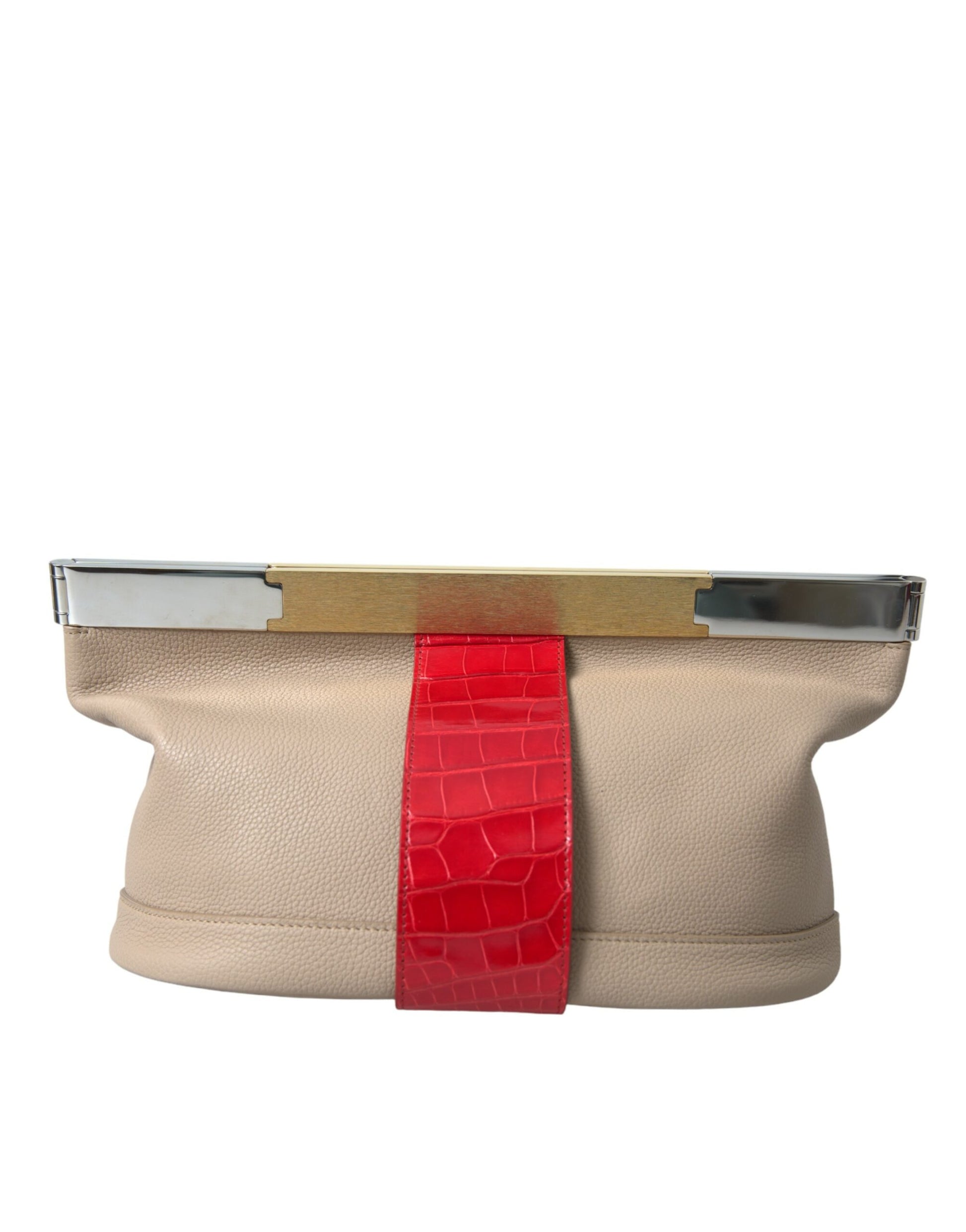 Two Tone Exotic Leather Clutch - GLAMHUB BOUTIQUE 