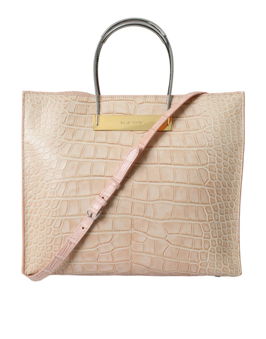 Alligator Leather Chic Pink Tote Bag - GLAMHUB BOUTIQUE 