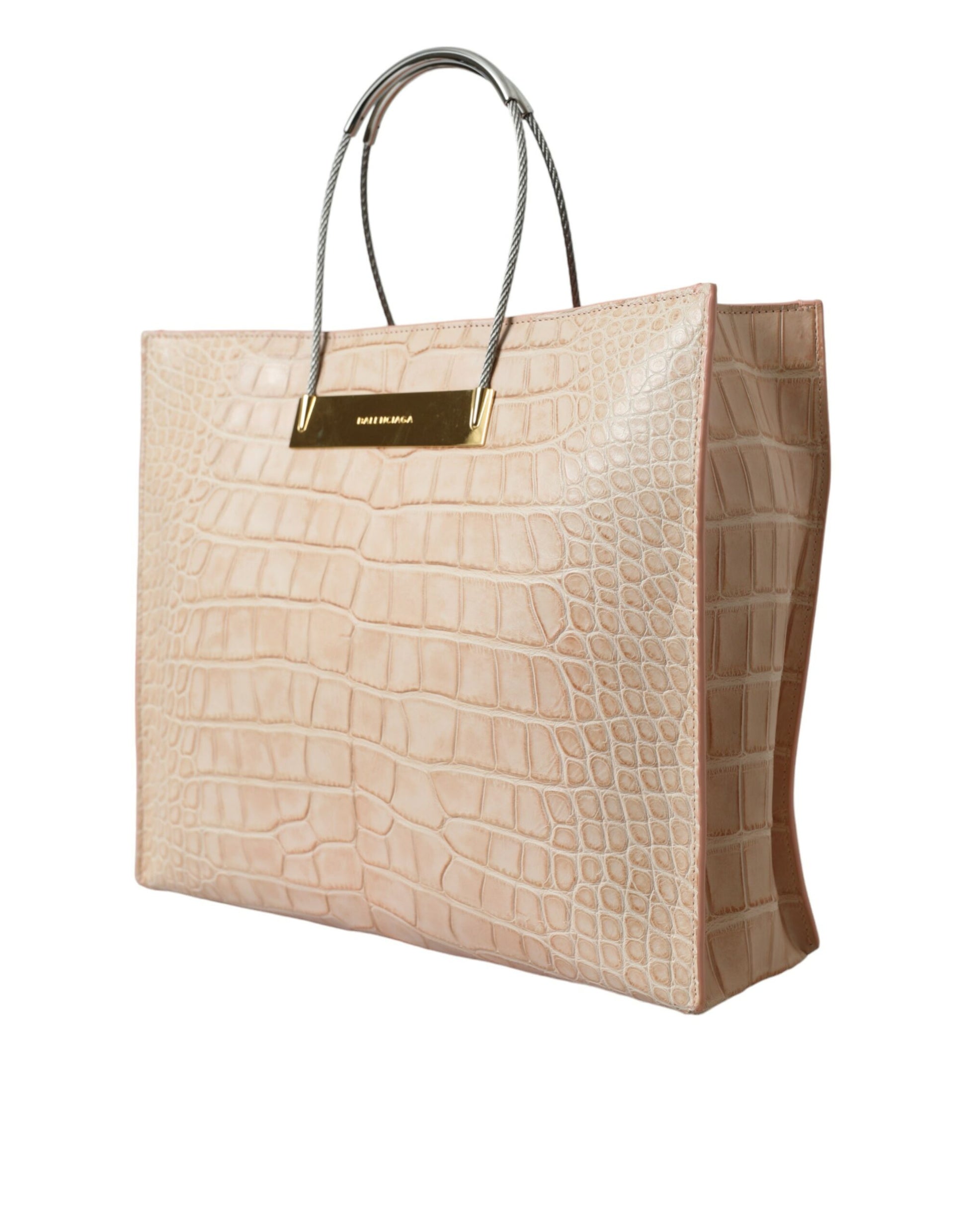 Alligator Leather Chic Pink Tote Bag - GLAMHUB BOUTIQUE 