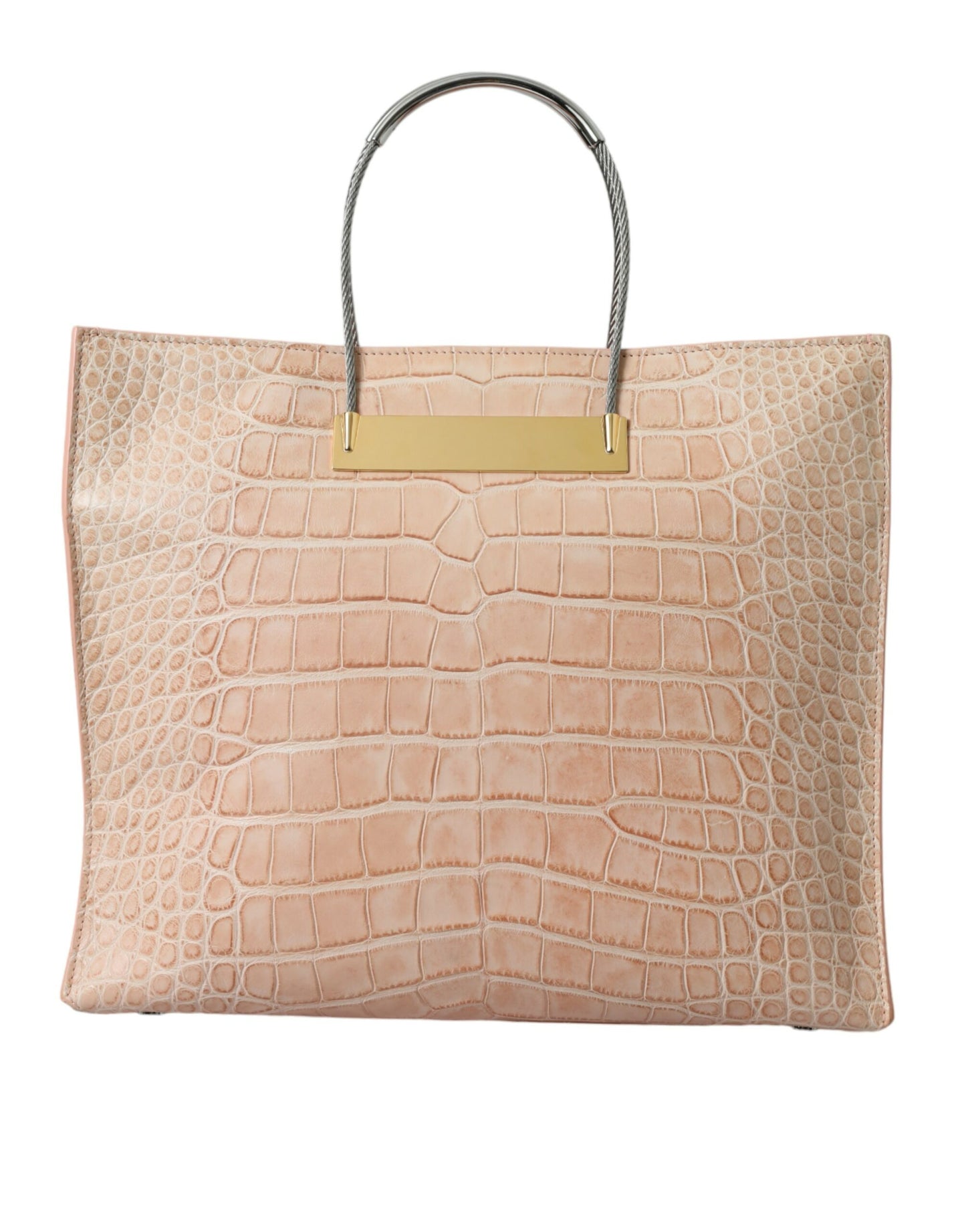 Alligator Leather Chic Pink Tote Bag - GLAMHUB BOUTIQUE 