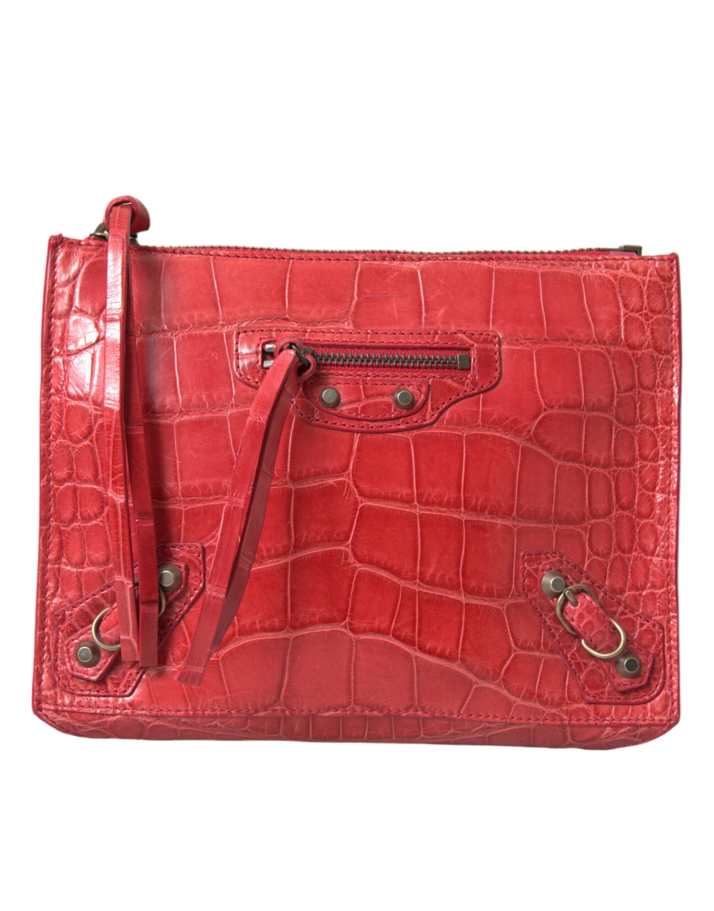 Exotic Red Alligator Leather Clutch - GLAMHUB BOUTIQUE 