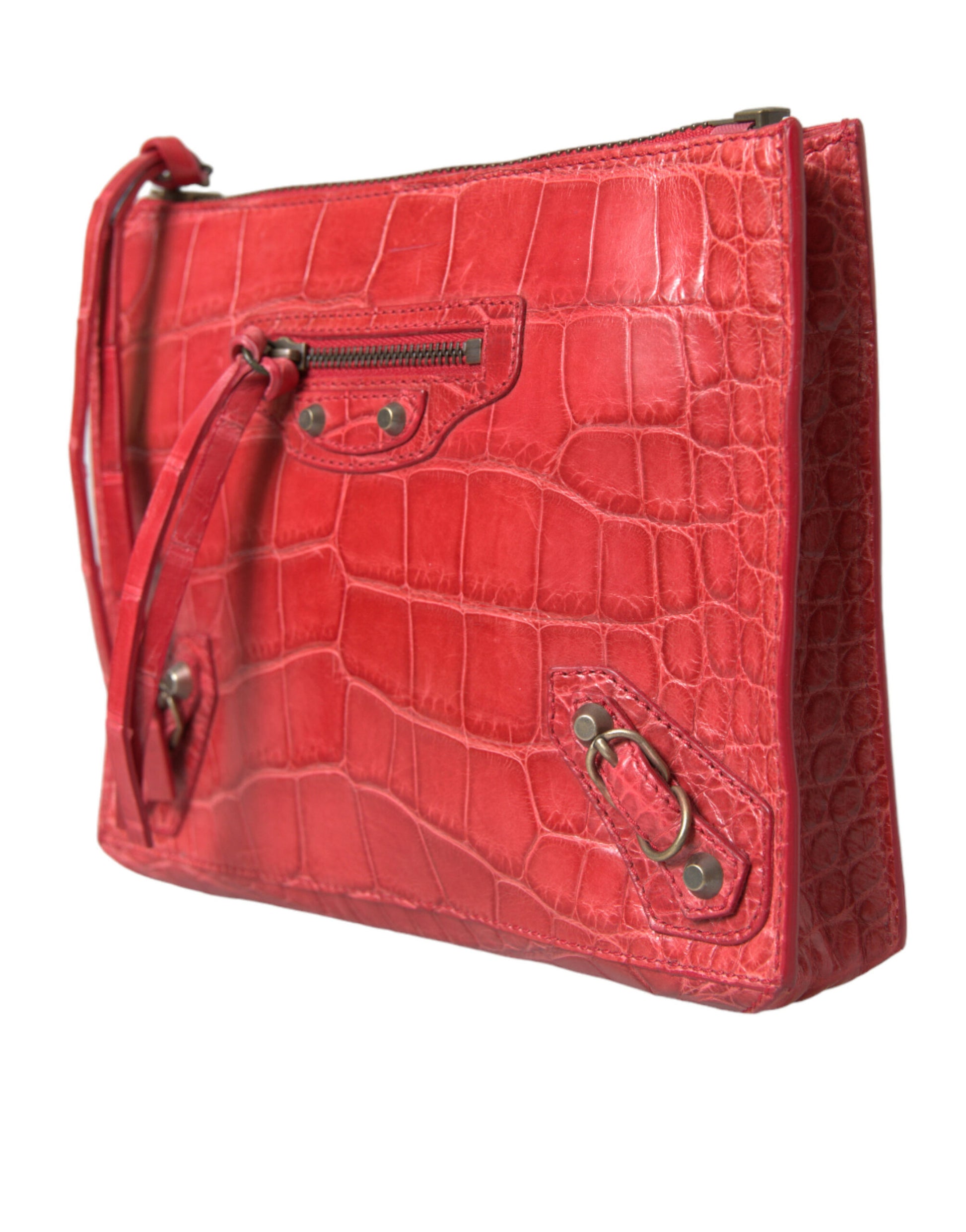 Exotic Red Alligator Leather Clutch - GLAMHUB BOUTIQUE 