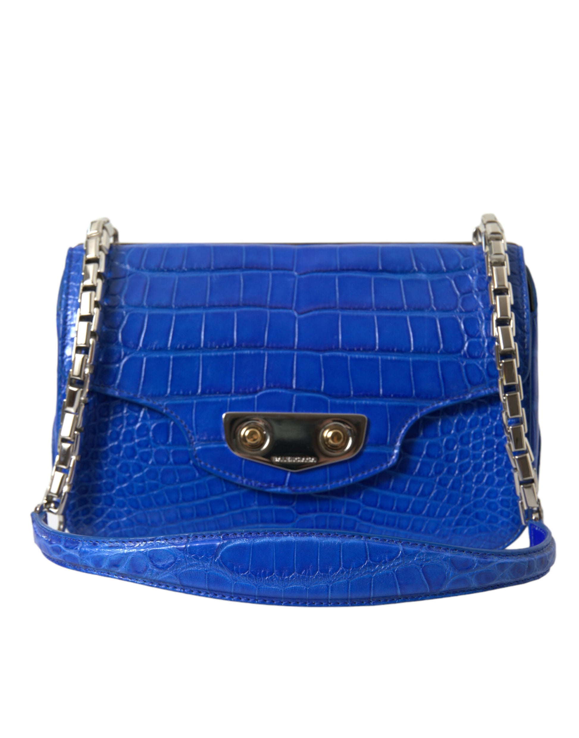 Alligator Skin Mini Shoulder Bag - Elegant Blue - GLAMHUB BOUTIQUE 