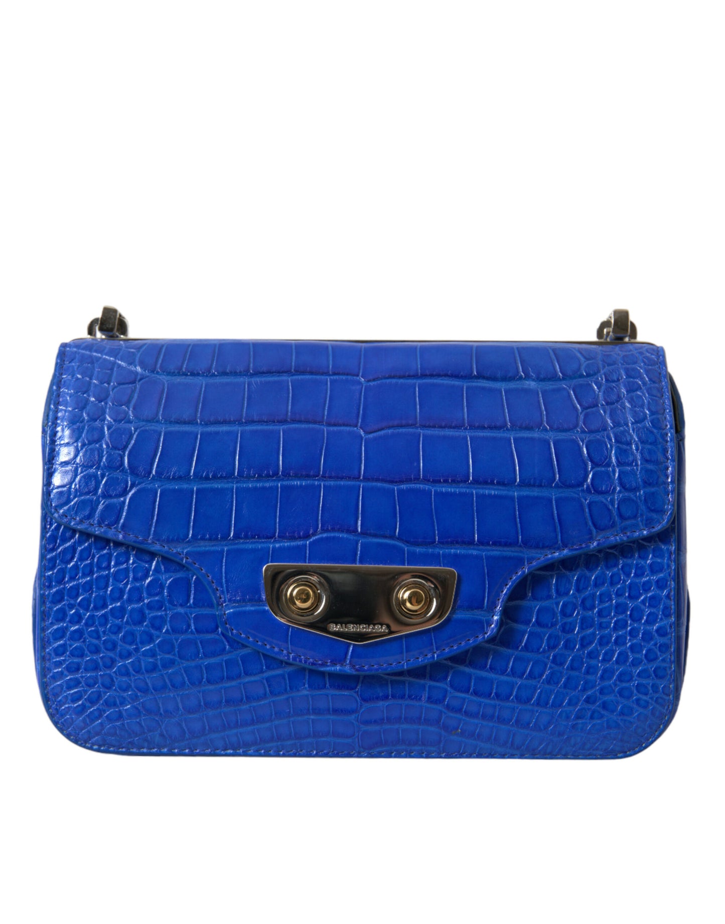 Alligator Skin Mini Shoulder Bag - Elegant Blue - GLAMHUB BOUTIQUE 