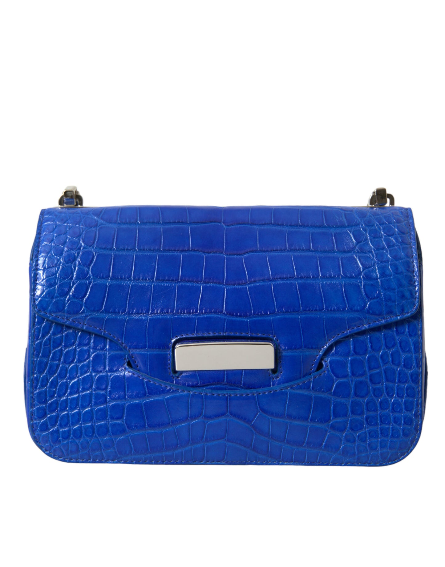 Alligator Skin Mini Shoulder Bag - Elegant Blue - GLAMHUB BOUTIQUE 