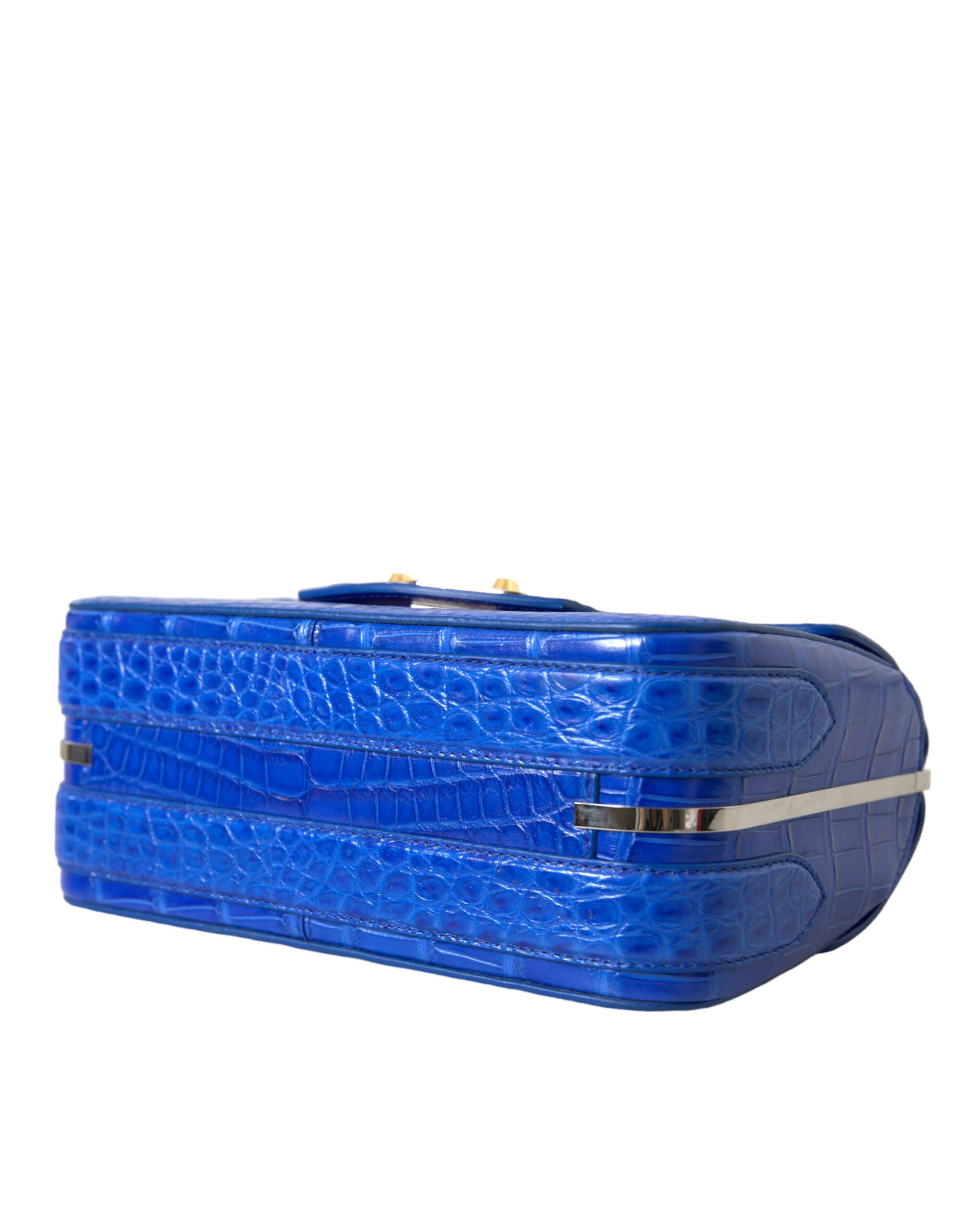 Alligator Skin Mini Shoulder Bag - Elegant Blue - GLAMHUB BOUTIQUE 