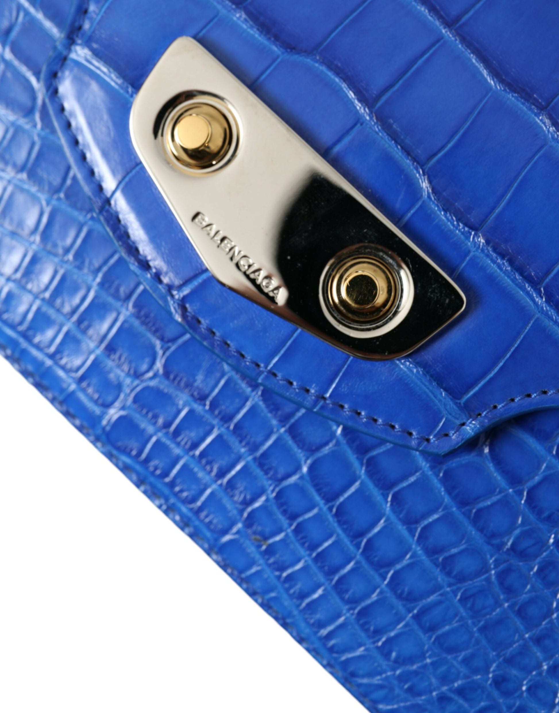 Alligator Skin Mini Shoulder Bag - Elegant Blue - GLAMHUB BOUTIQUE 