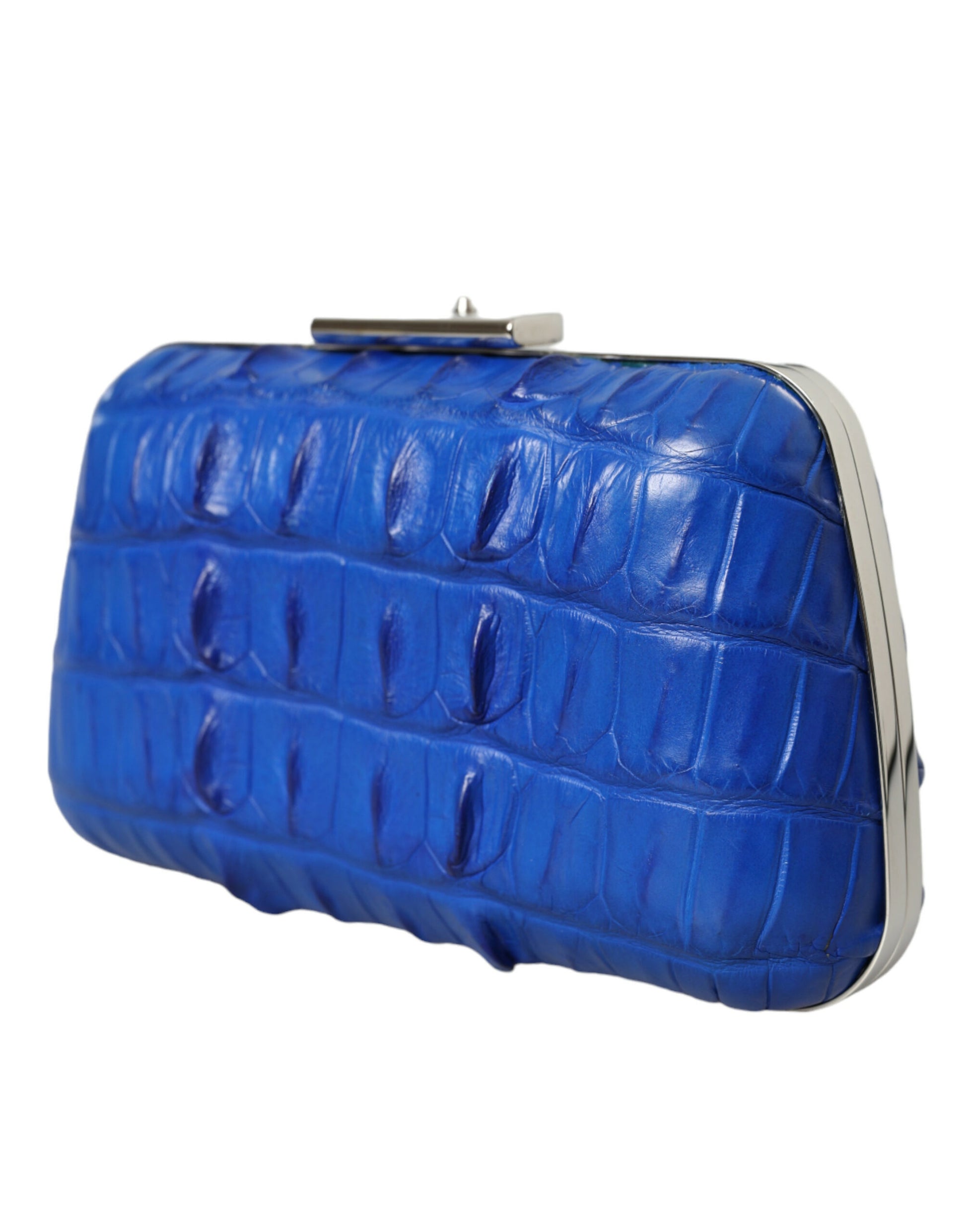 Electric Blue Crocodile Skin Clutch - GLAMHUB BOUTIQUE 