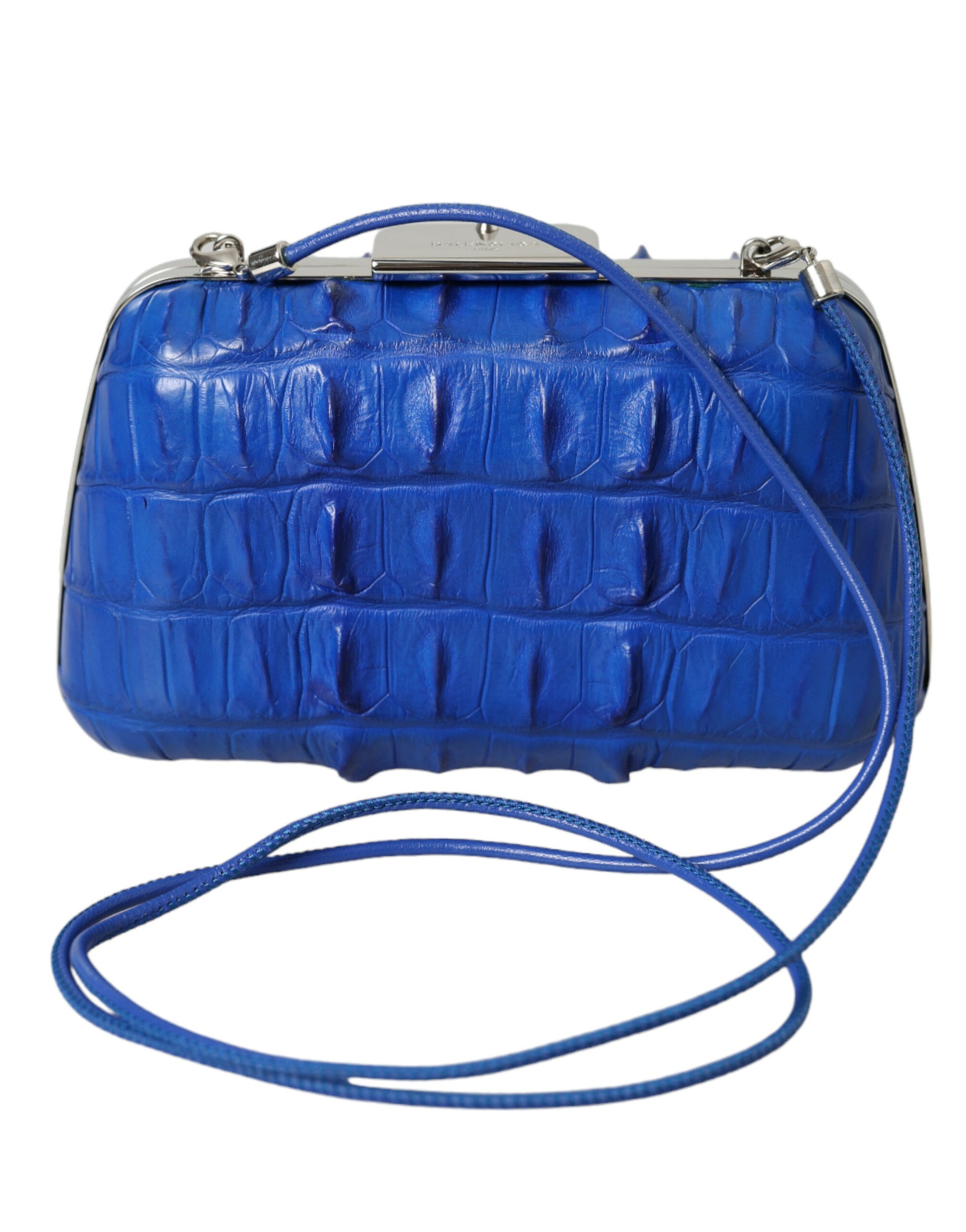 Electric Blue Crocodile Skin Clutch - GLAMHUB BOUTIQUE 