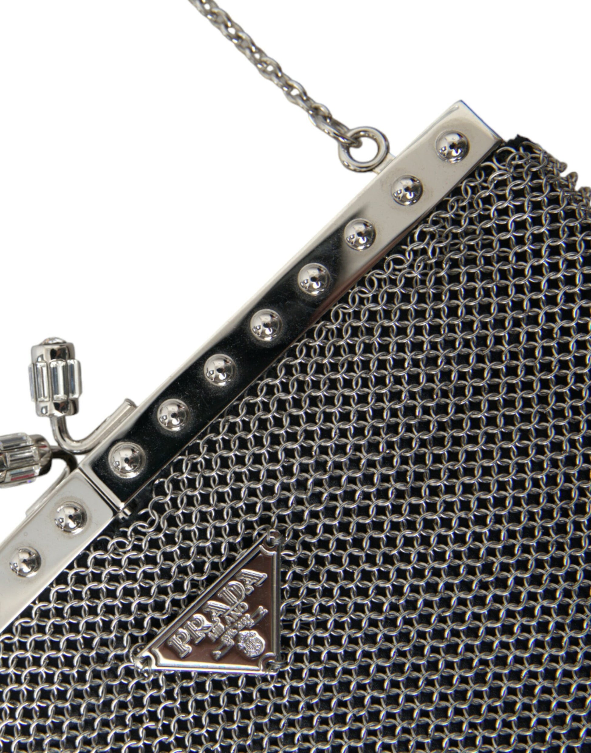 Elegant Silver Mesh Shoulder Evening Bag - GLAMHUB BOUTIQUE 