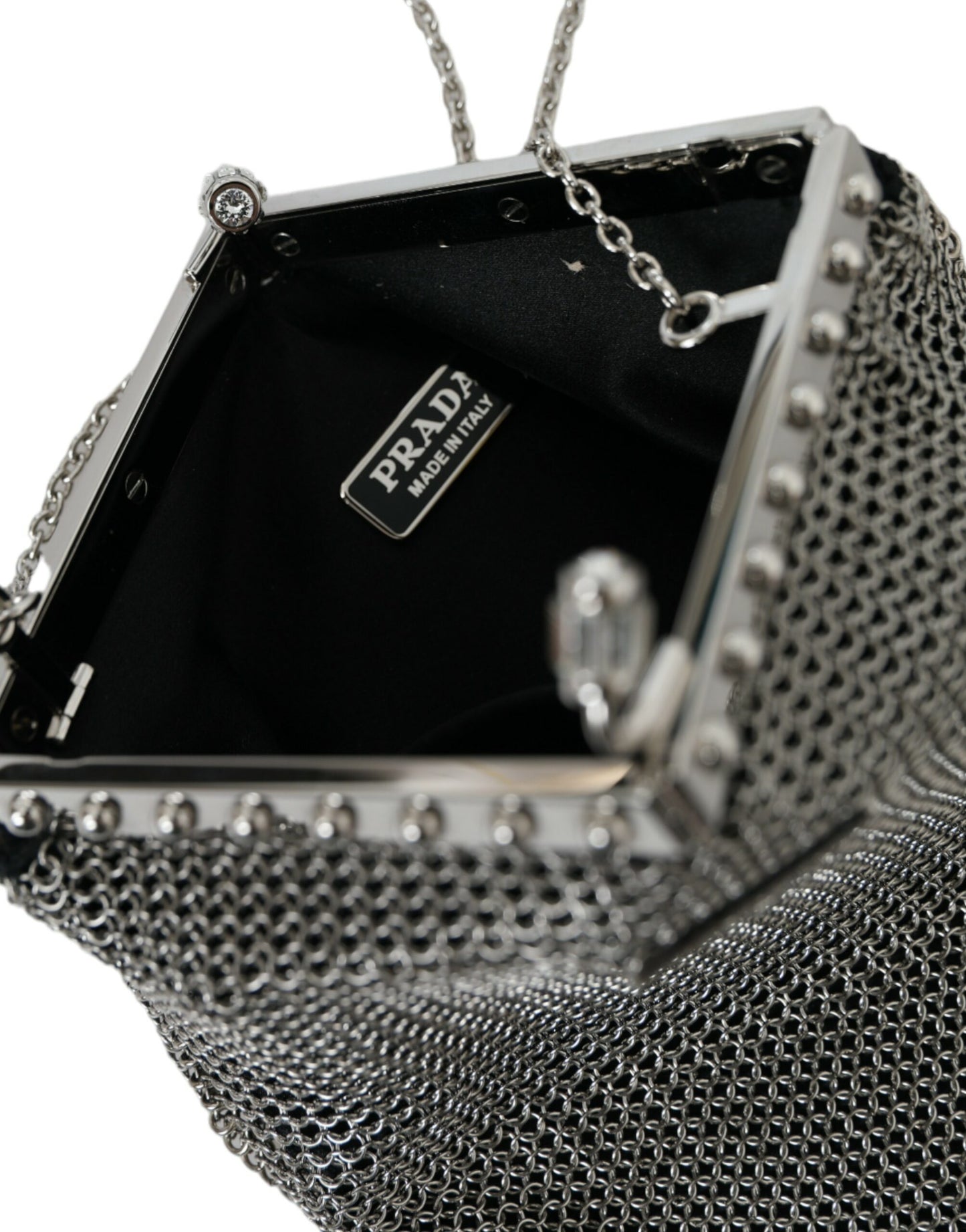 Elegant Silver Mesh Shoulder Evening Bag - GLAMHUB BOUTIQUE 