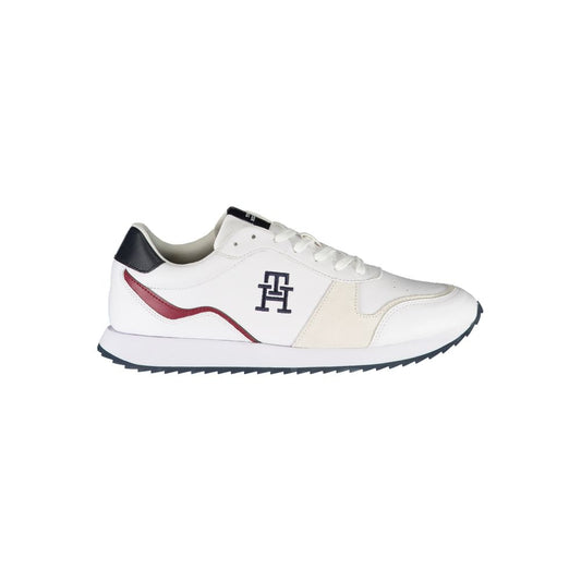 White Polyester Sneaker - GLAMHUB BOUTIQUE 