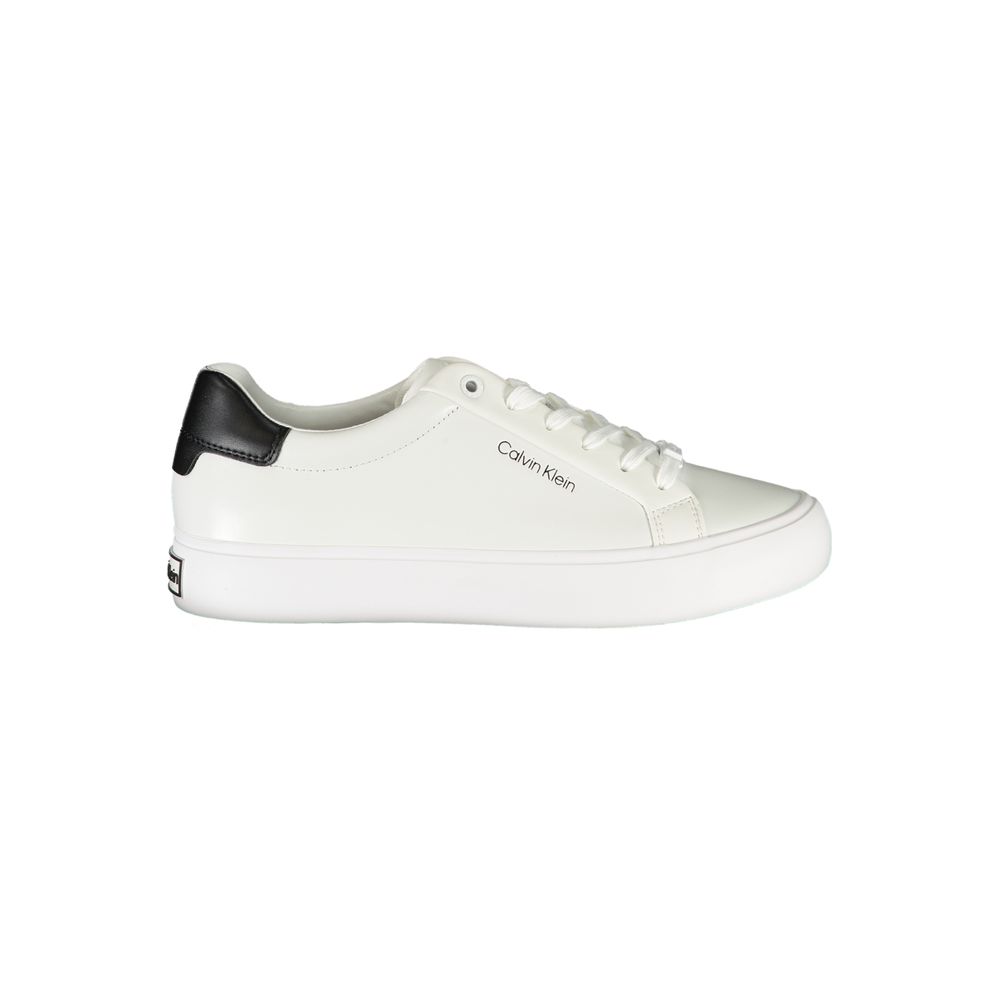 White Polyester Sneaker - GLAMHUB BOUTIQUE 