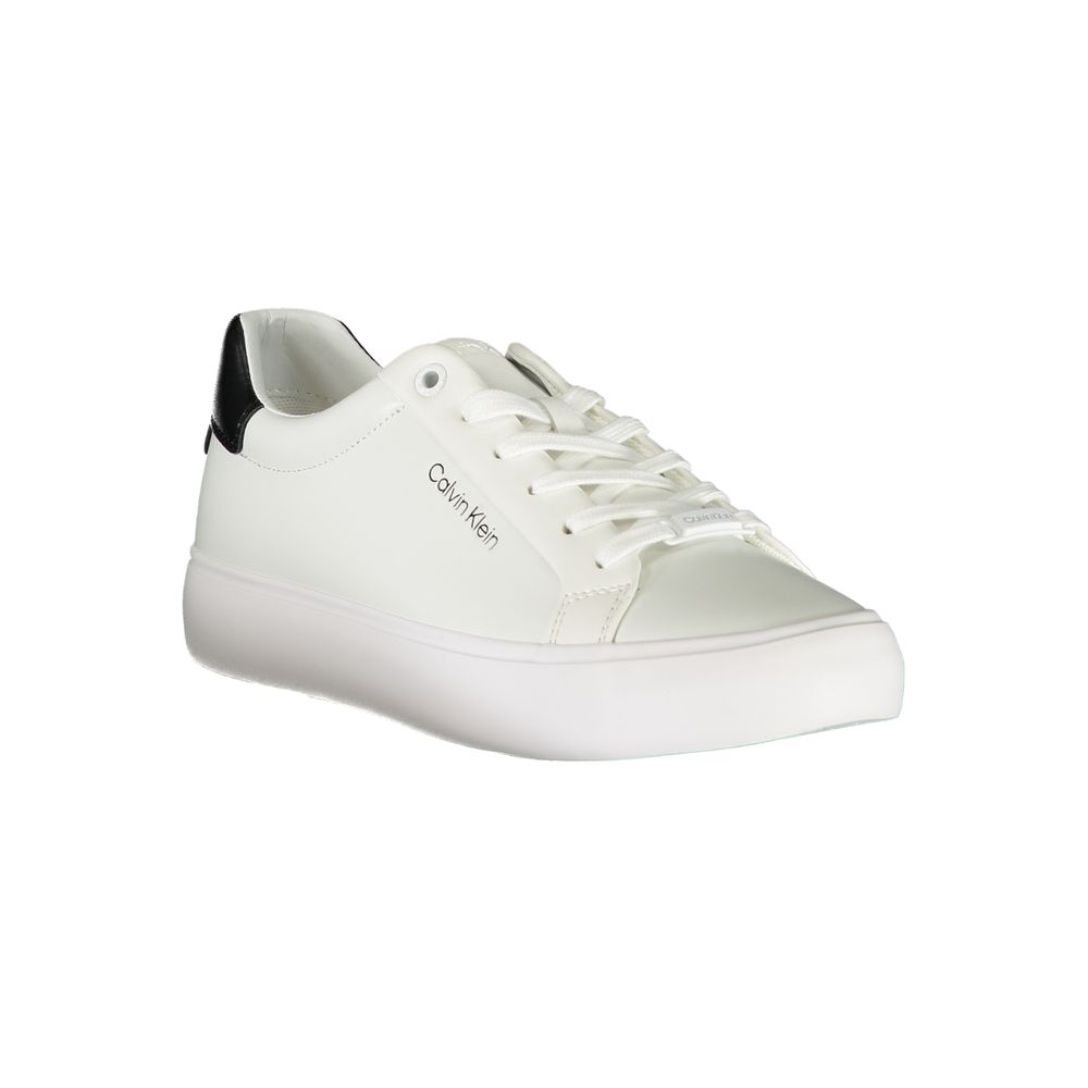 White Polyester Sneaker - GLAMHUB BOUTIQUE 