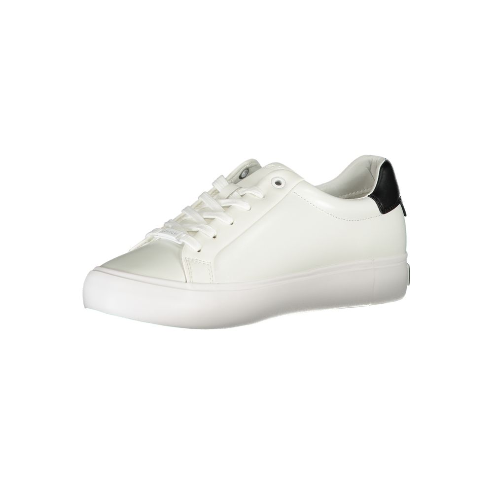 White Polyester Sneaker - GLAMHUB BOUTIQUE 