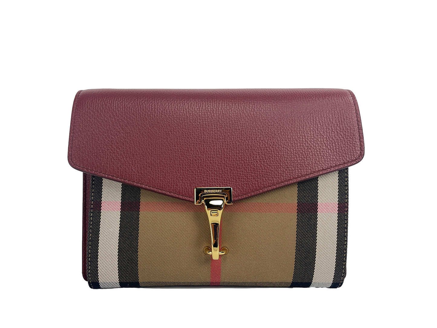 Macken Small Crimson House Check Leather Crossbody Bag - GLAMHUB BOUTIQUE 