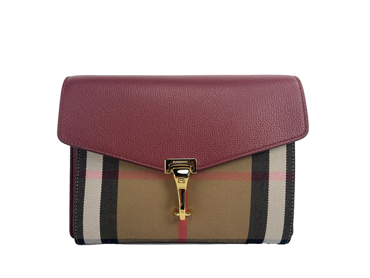 Macken Small Crimson House Check Leather Crossbody Bag - GLAMHUB BOUTIQUE 