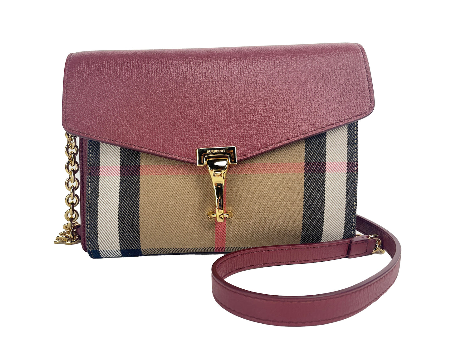 Macken Small Crimson House Check Leather Crossbody Bag - GLAMHUB BOUTIQUE 