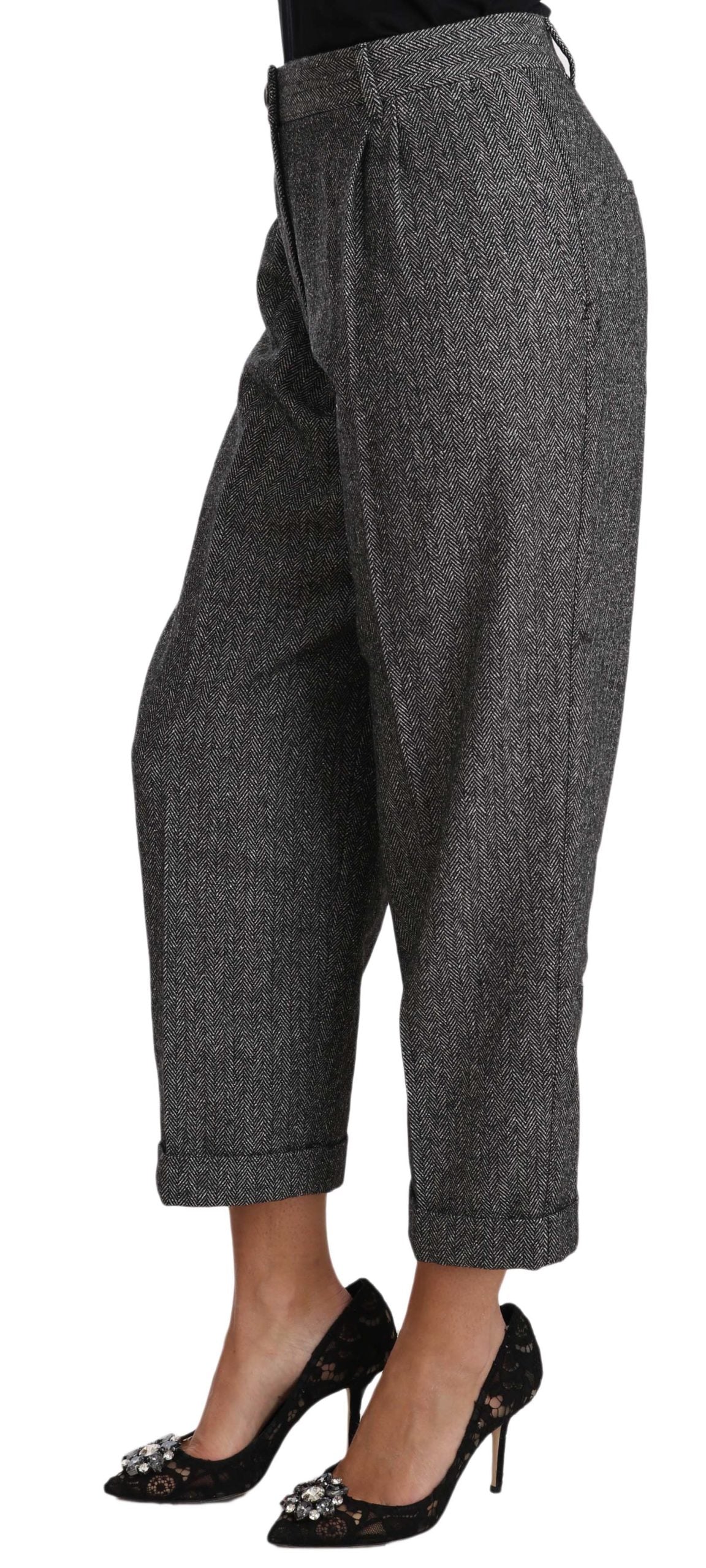 Elegant Gray Wool-Blend Trousers - GlamHub Luxury and Icon Brand Clothing