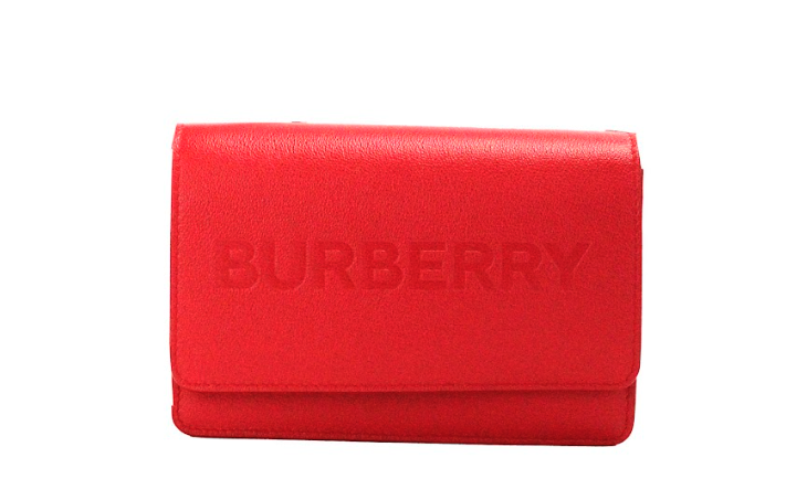 Hampshire Small Red Embossed Logo Smooth Leather Crossbody Bag - GLAMHUB BOUTIQUE 