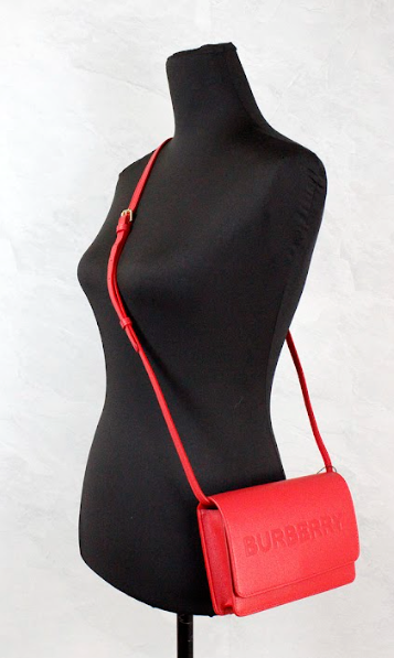 Hampshire Small Red Embossed Logo Smooth Leather Crossbody Bag - GLAMHUB BOUTIQUE 