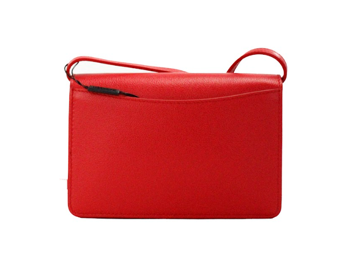 Hampshire Small Red Embossed Logo Smooth Leather Crossbody Bag - GLAMHUB BOUTIQUE 