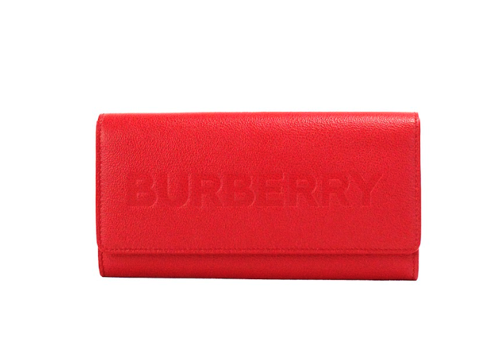 Porter Red Grained Leather Embossed Continental Clutch Flap Wallet - GLAMHUB BOUTIQUE 