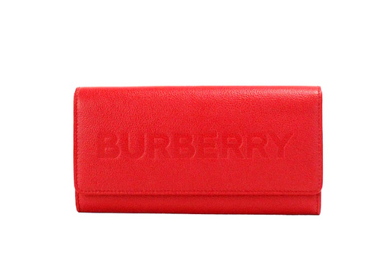 Porter Red Grained Leather Embossed Continental Clutch Flap Wallet - GLAMHUB BOUTIQUE 