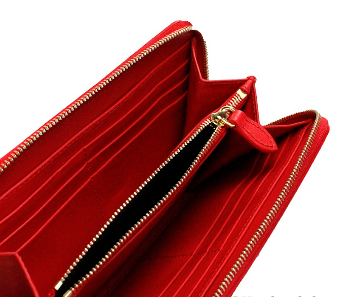 Elmore Red Embossed Logo Leather Continental Clutch Wallet - GLAMHUB BOUTIQUE 