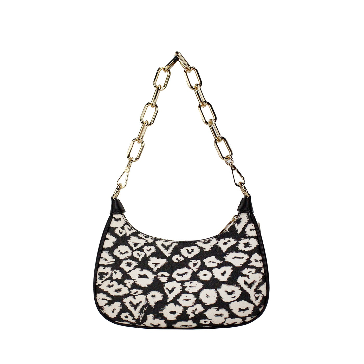 Cora Medium Heart Print PVC Zip Pouchette Crossbody Bag - GLAMHUB BOUTIQUE 