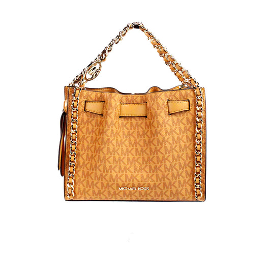 Mina Small Belted Cider Signature PVC Chain Inlay Crossbody Bag - GLAMHUB BOUTIQUE 