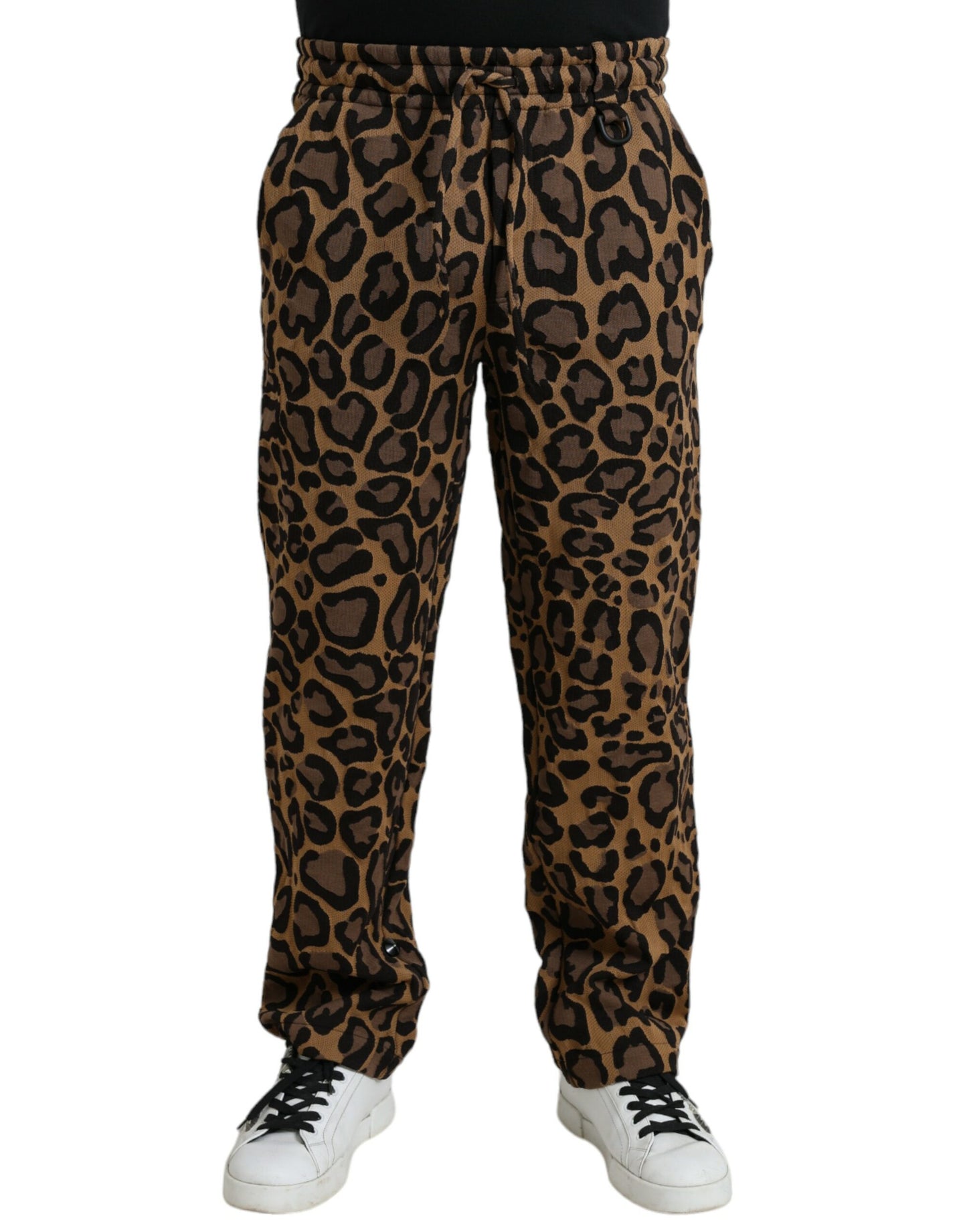 Braune Jogginghose aus Polyester mit Leopardenmuster