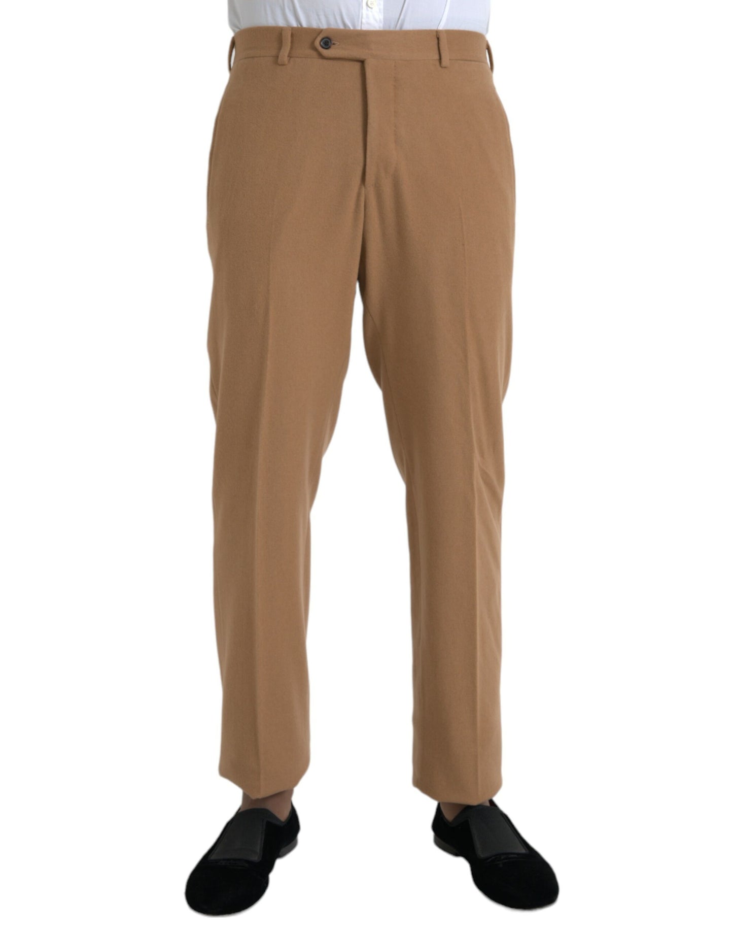 Beige Cashmere Men Straight Fit Dress Pants - GLAMHUB BOUTIQUE 