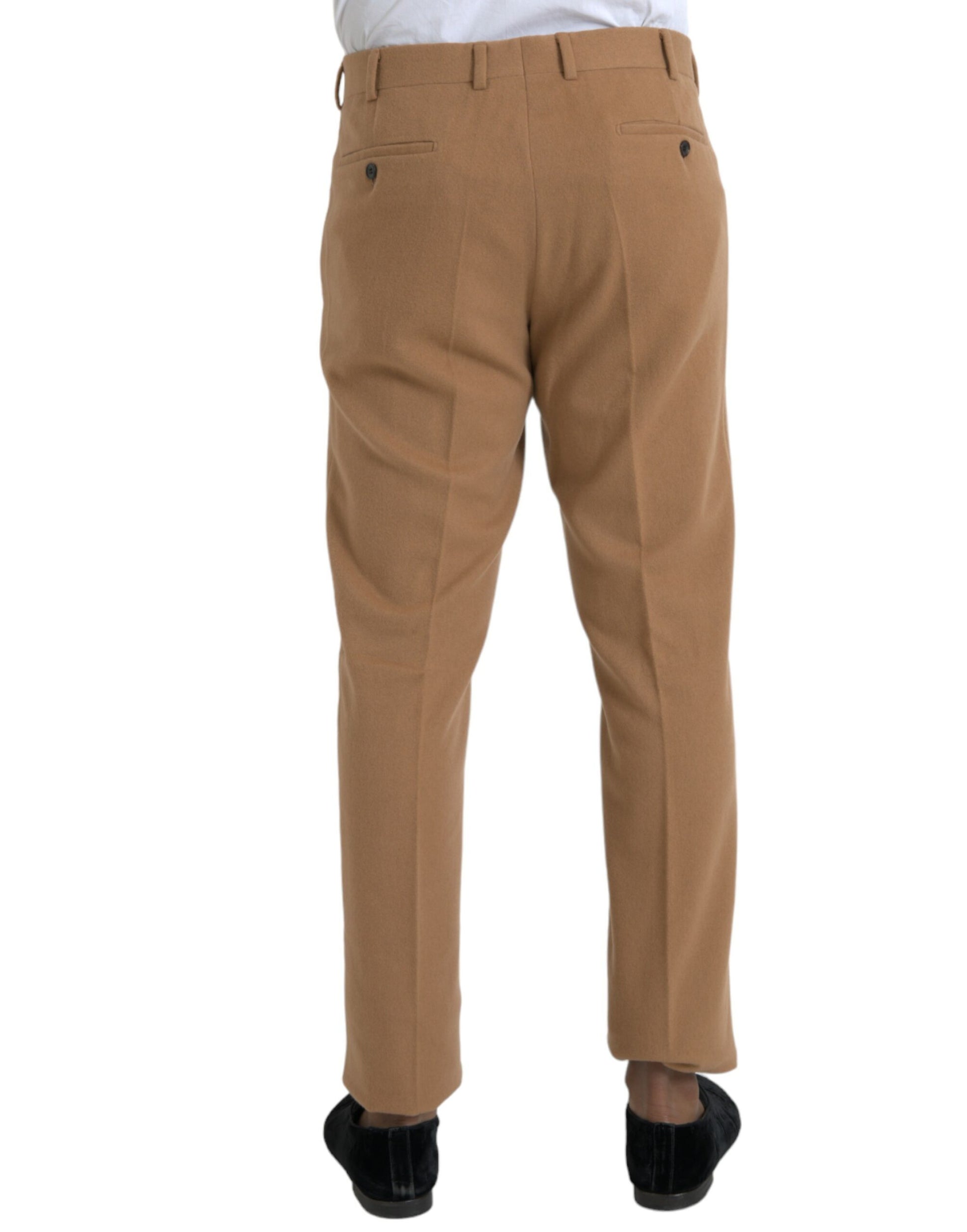 Beige Cashmere Men Straight Fit Dress Pants - GLAMHUB BOUTIQUE 