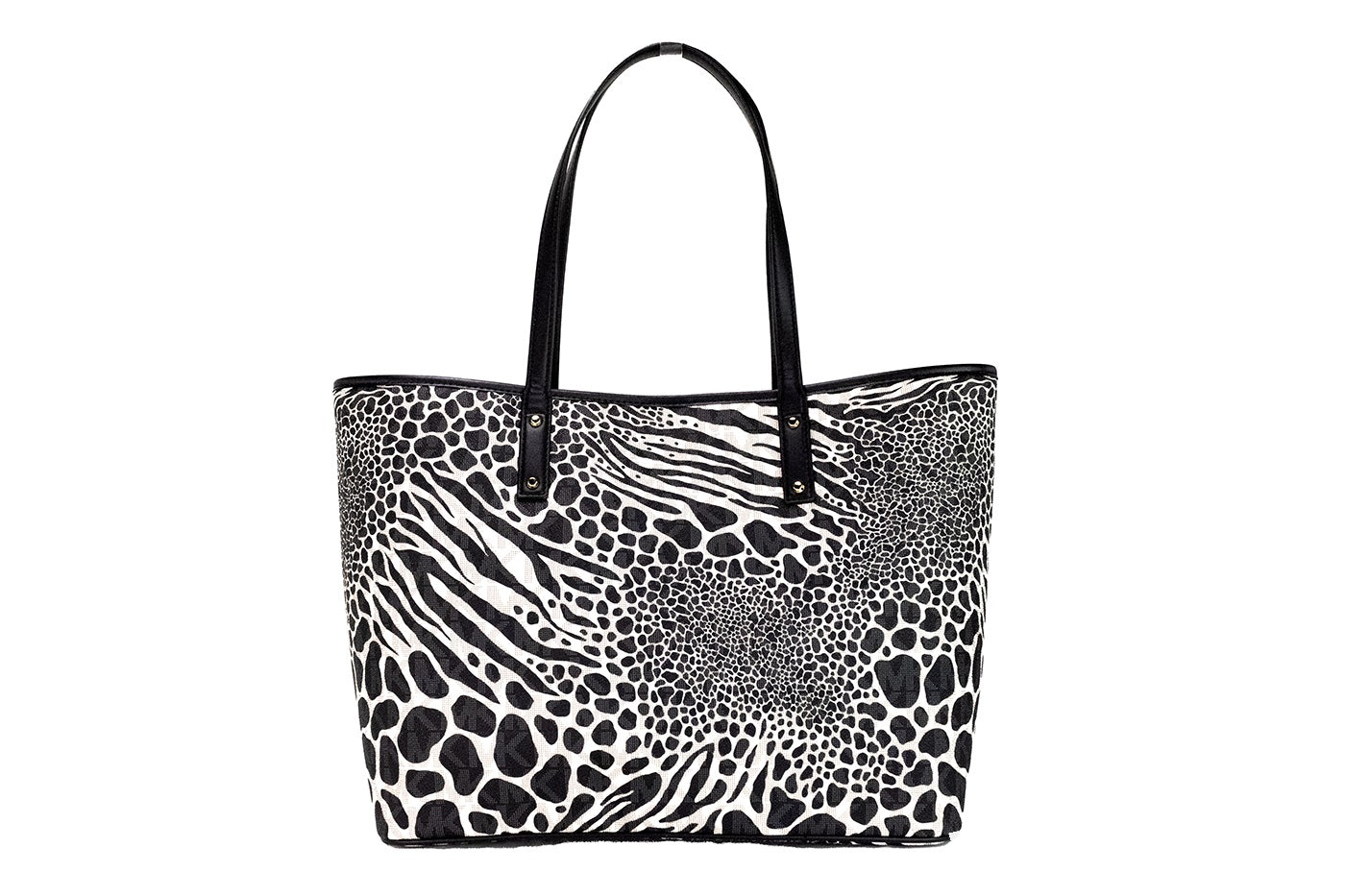 Carter Large Black Animal Print PVC Open Tote Shoulder Purse Bag - GLAMHUB BOUTIQUE 