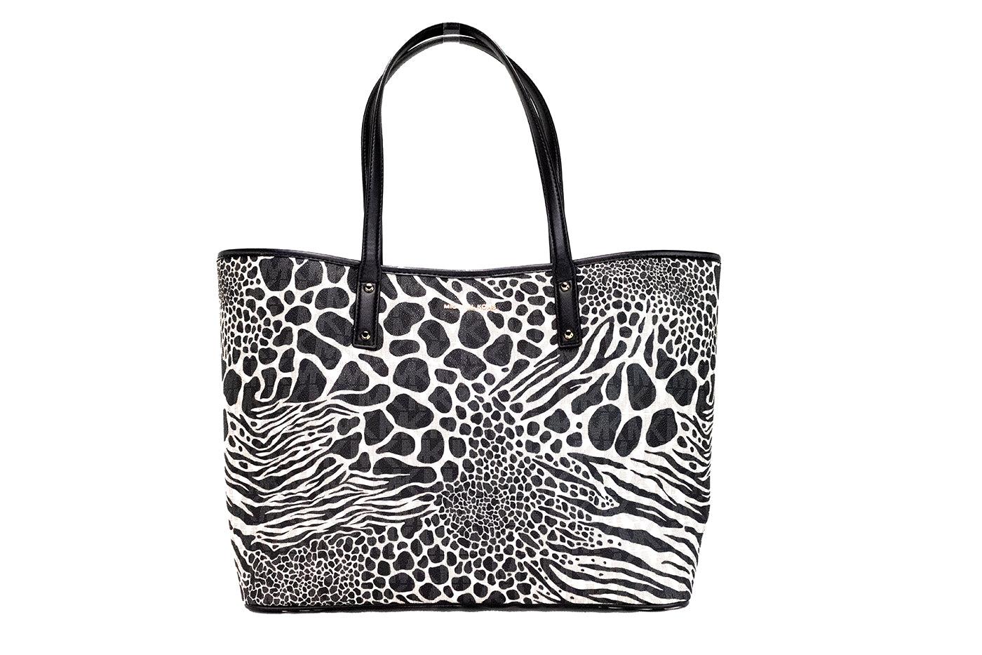 Carter Large Black Animal Print PVC Open Tote Shoulder Purse Bag - GLAMHUB BOUTIQUE 