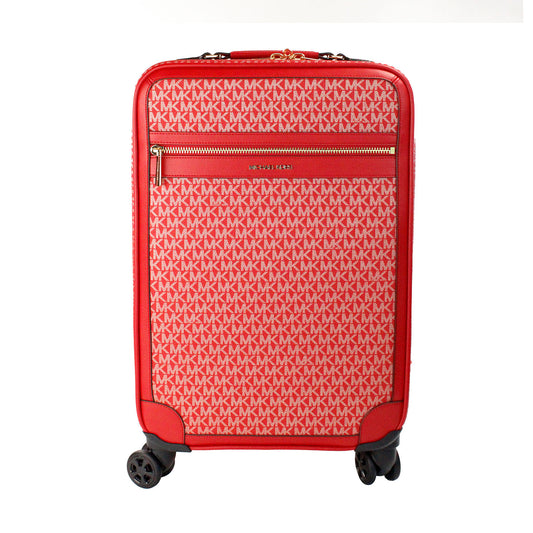 Travel Small Red Signature Trolley Rolling Suitcase Carry On Bag - GLAMHUB BOUTIQUE 