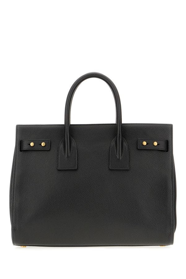 Black Calf Leather Sac De Jour Handbag - GLAMHUB BOUTIQUE 