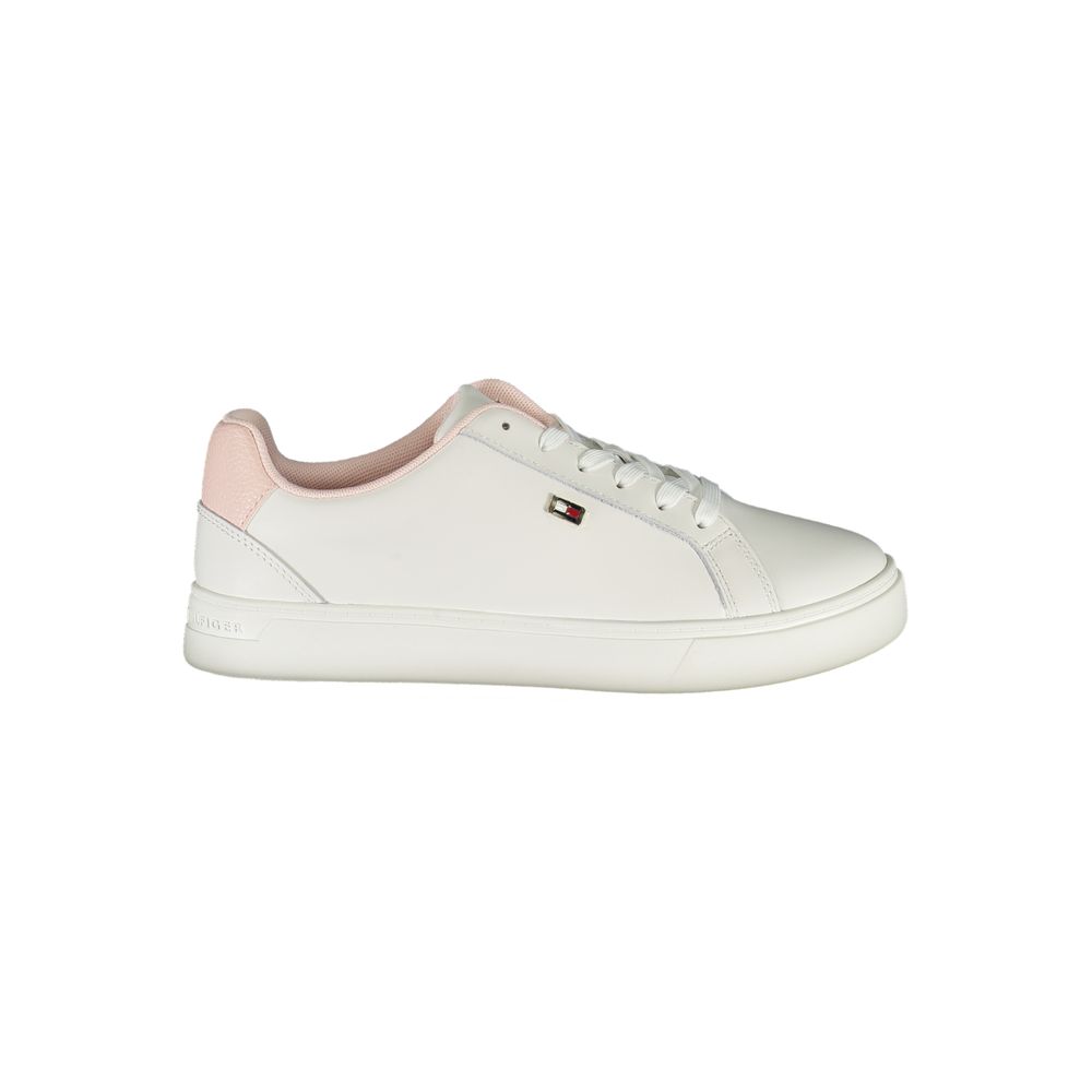 White Polyester Sneaker - GLAMHUB BOUTIQUE 