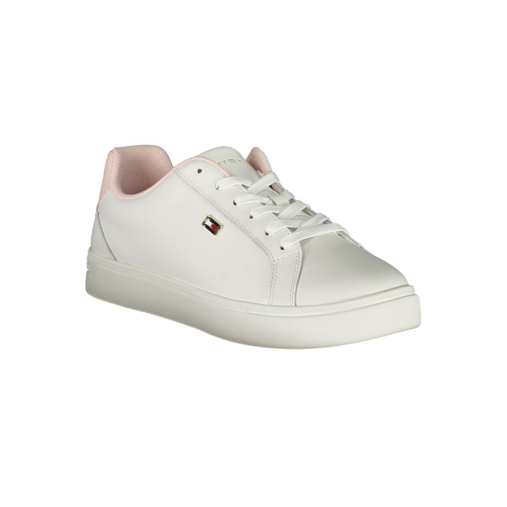 White Polyester Sneaker - GLAMHUB BOUTIQUE 