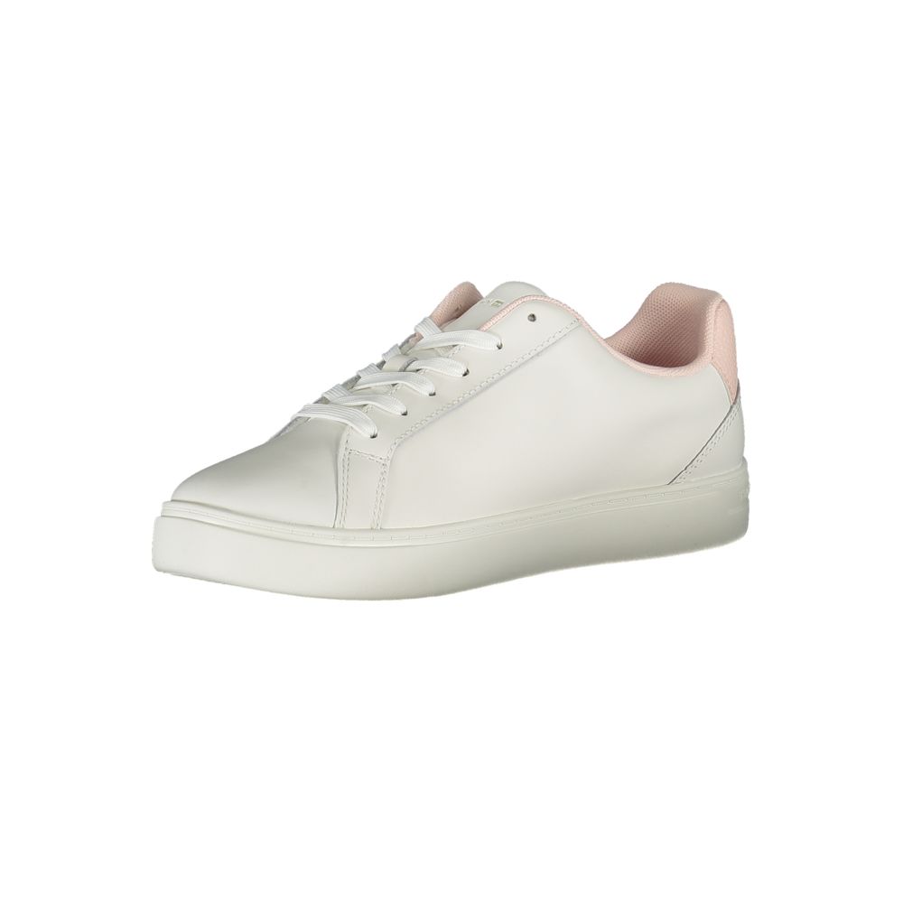 White Polyester Sneaker - GLAMHUB BOUTIQUE 