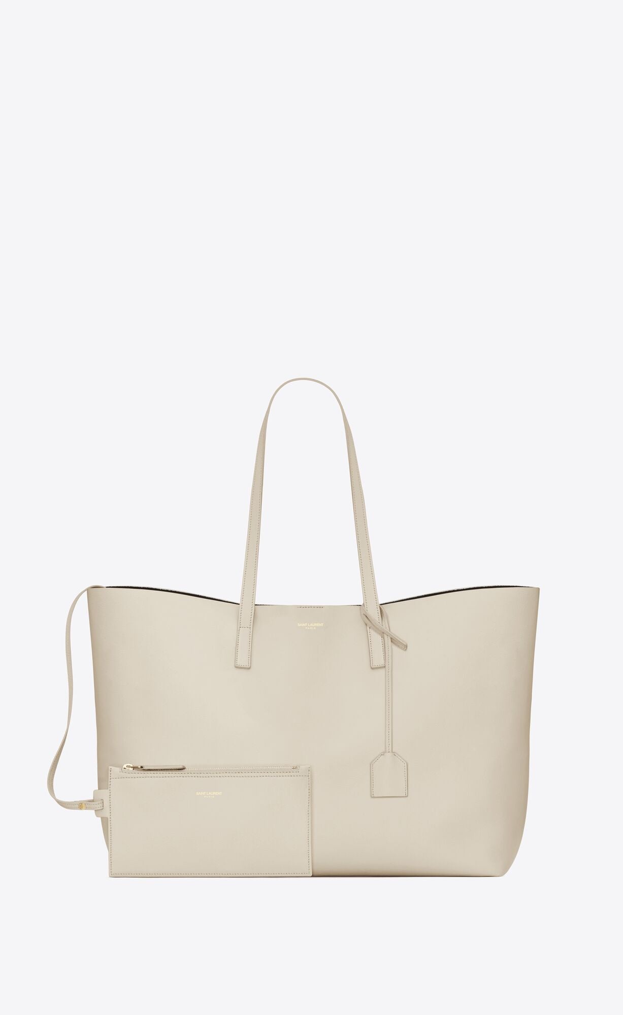 White Calf Leather Tote Shoulder Bag - GLAMHUB BOUTIQUE 