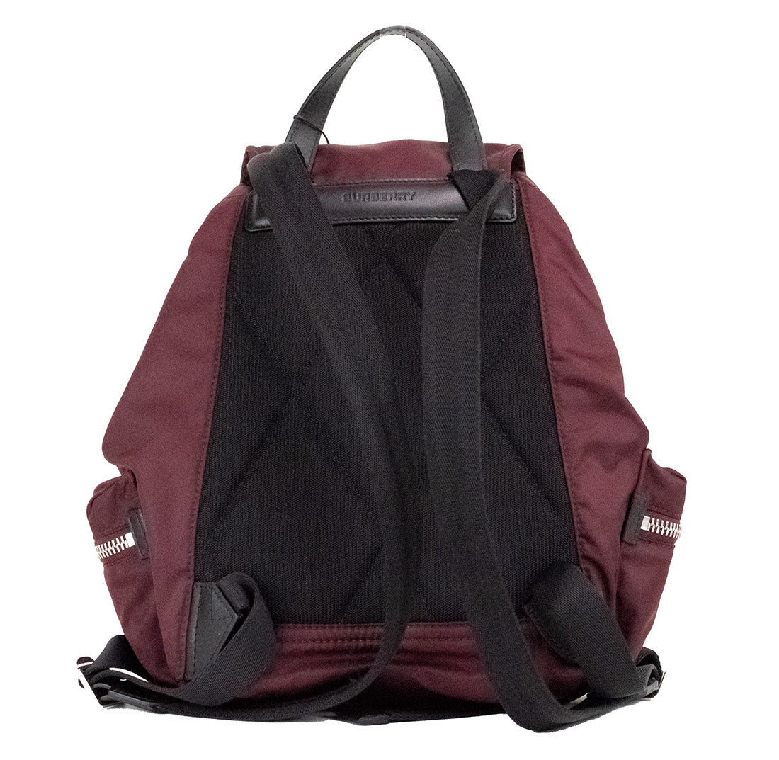 Medium Burgundy Econyl Nylon Rucksack Drawstring Backpack Bookbag - GLAMHUB BOUTIQUE 