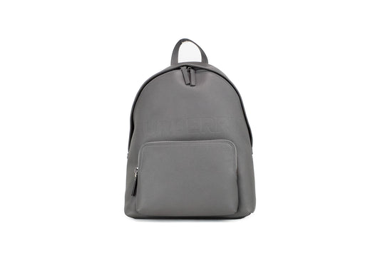 Abbeydale Branded Charcoal Grey Pebbled Leather Backpack Bookbag - GLAMHUB BOUTIQUE 