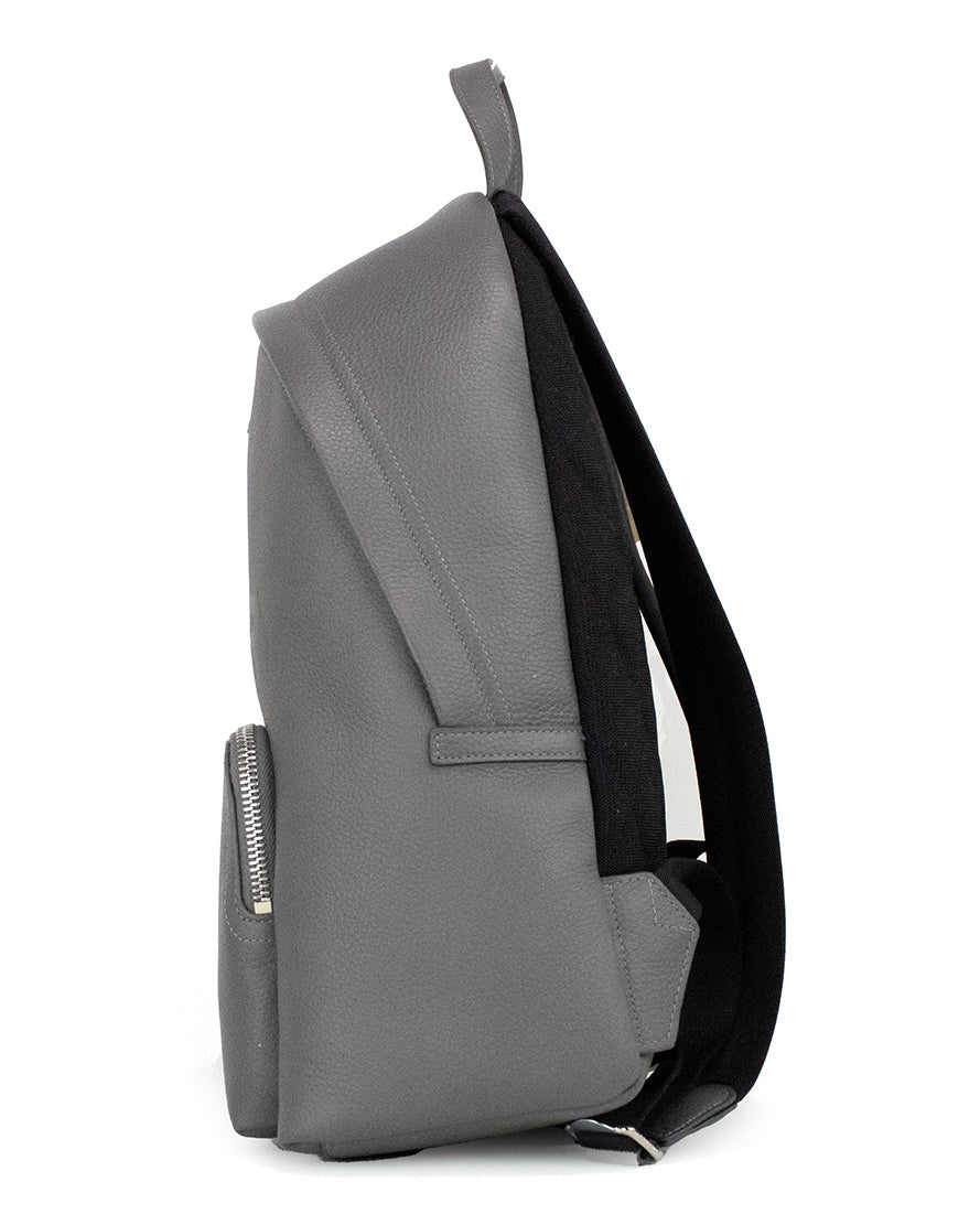 Abbeydale Branded Charcoal Grey Pebbled Leather Backpack Bookbag - GLAMHUB BOUTIQUE 