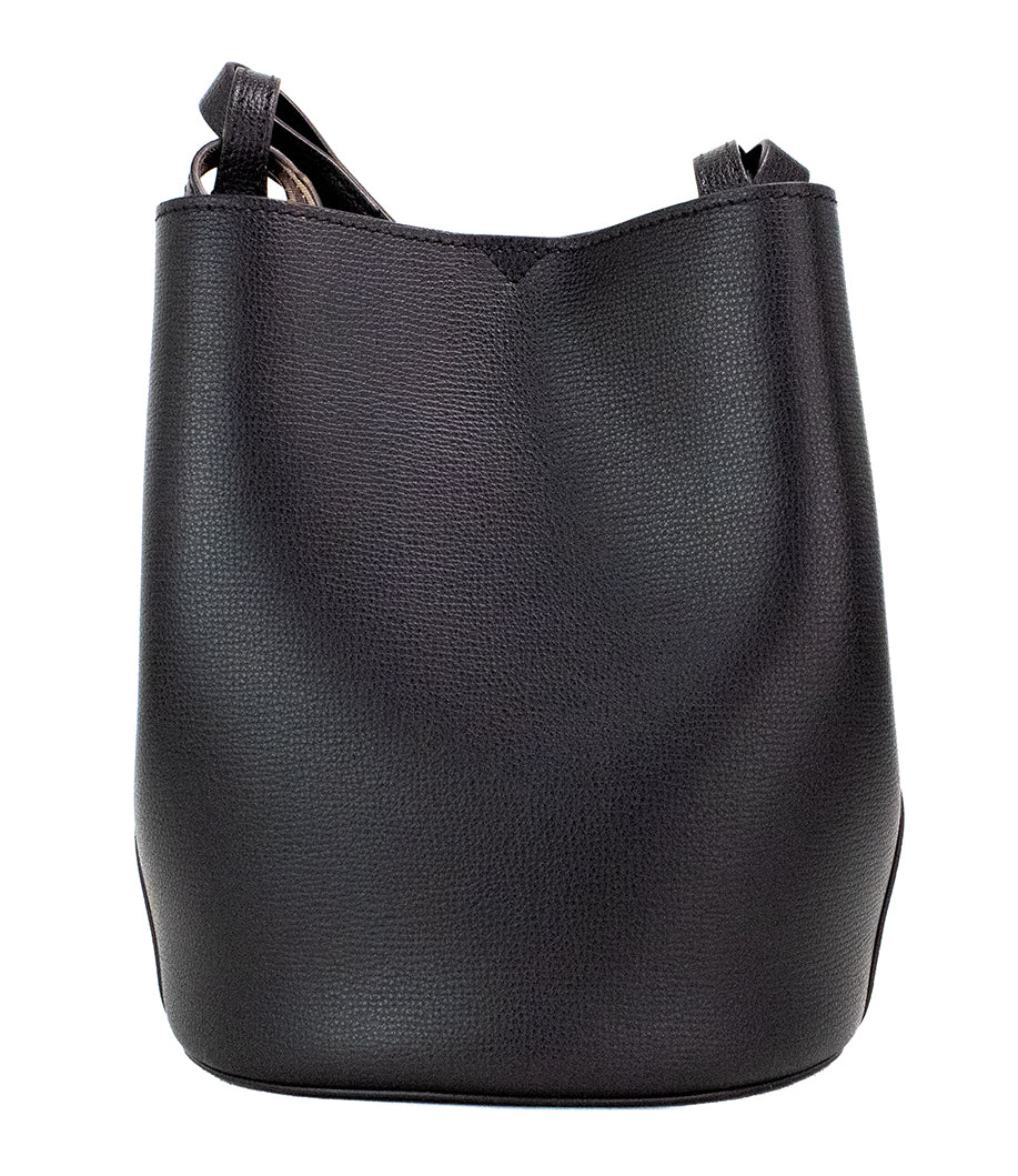 Lorne Small Black Haymarket Check Pebble Leather Bucket Handbag Purse - GLAMHUB BOUTIQUE 