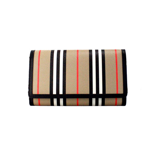 Hannah Icon Stripe Archive Black E-Canvas Leather Wallet Crossbody Bag - GLAMHUB BOUTIQUE 