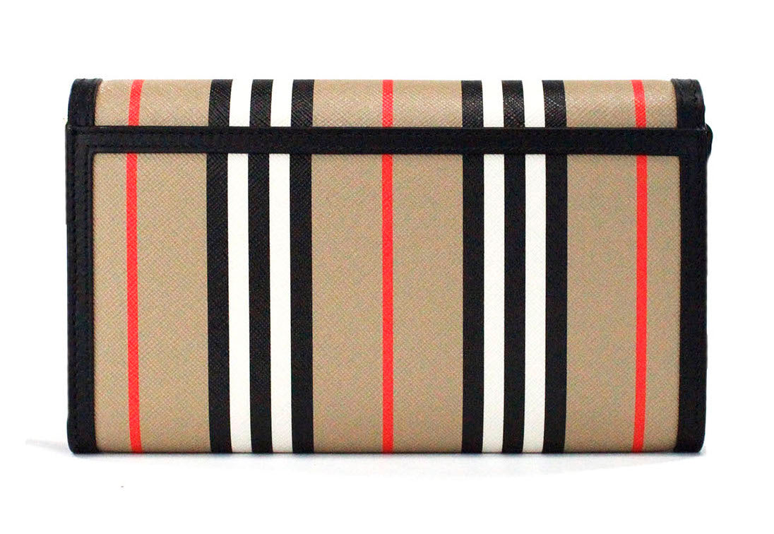 Hannah Icon Stripe Archive Black E-Canvas Leather Wallet Crossbody Bag - GLAMHUB BOUTIQUE 